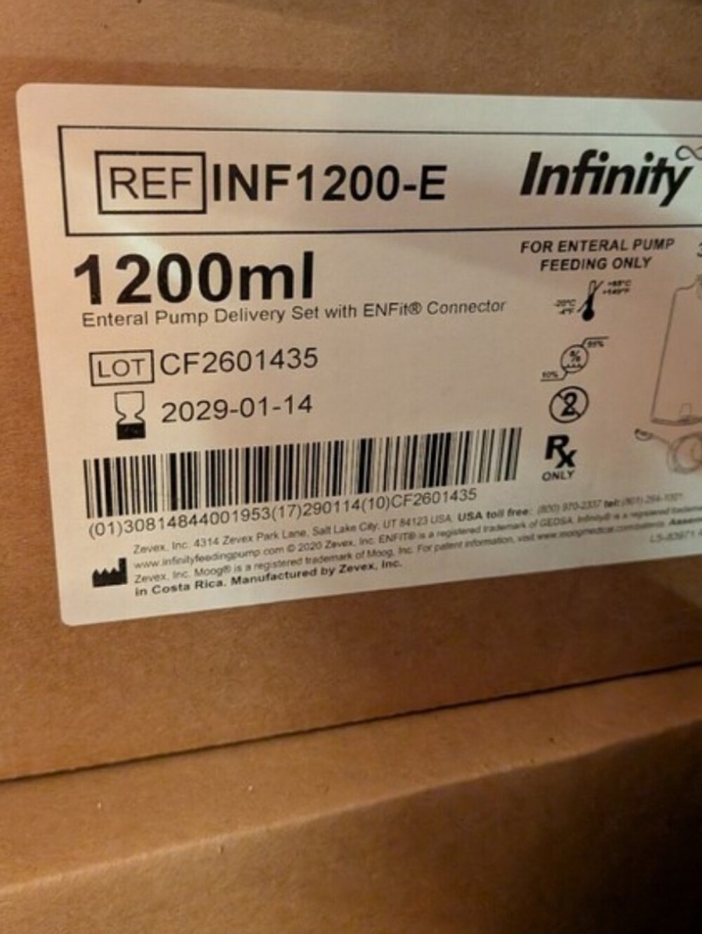 NFINITY INF1200-E Enteral Pump Delivery Set - Brown